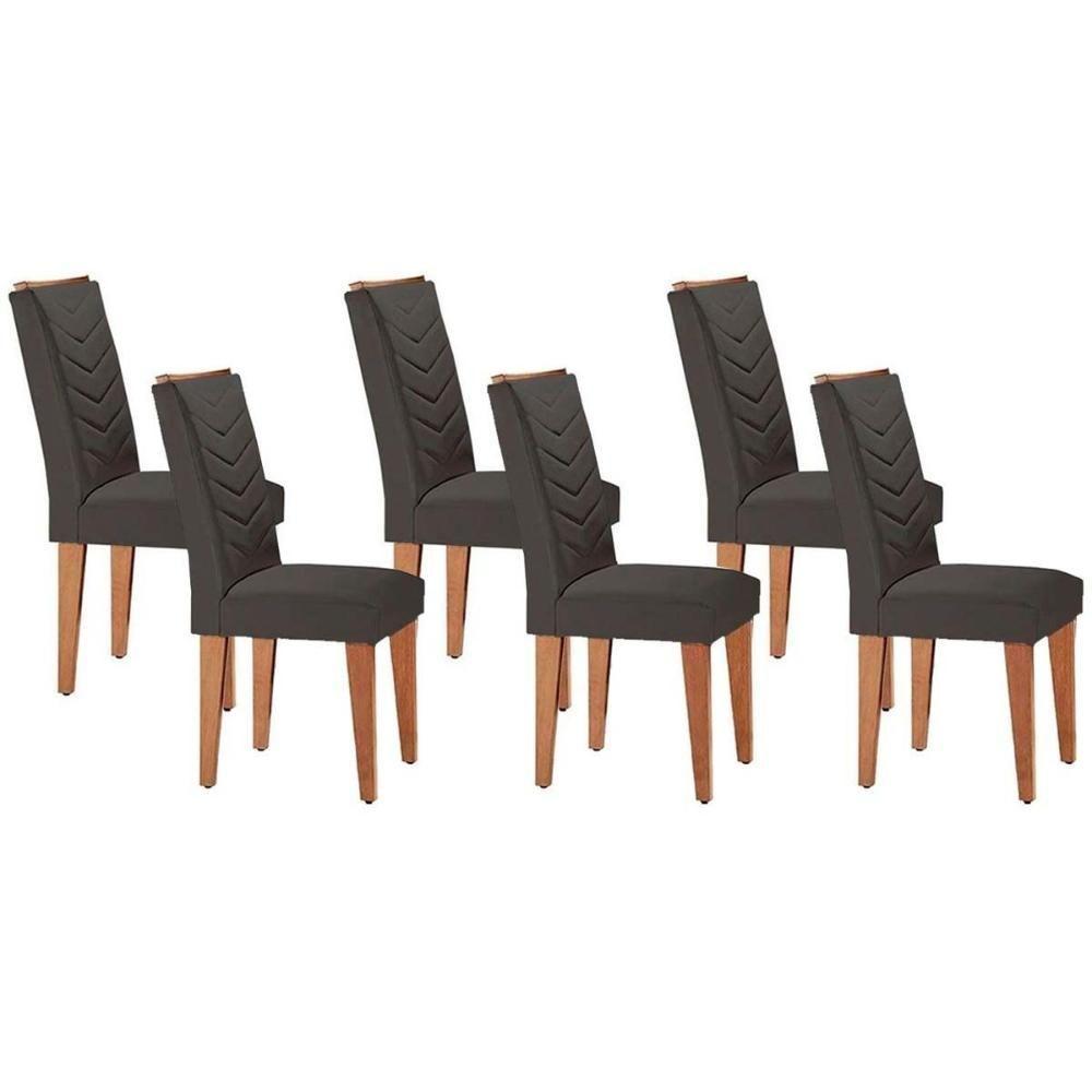 Cadeira De Cozinha Londrina Kit 6 Un Imbuia Linho Grafite Rufato - 1