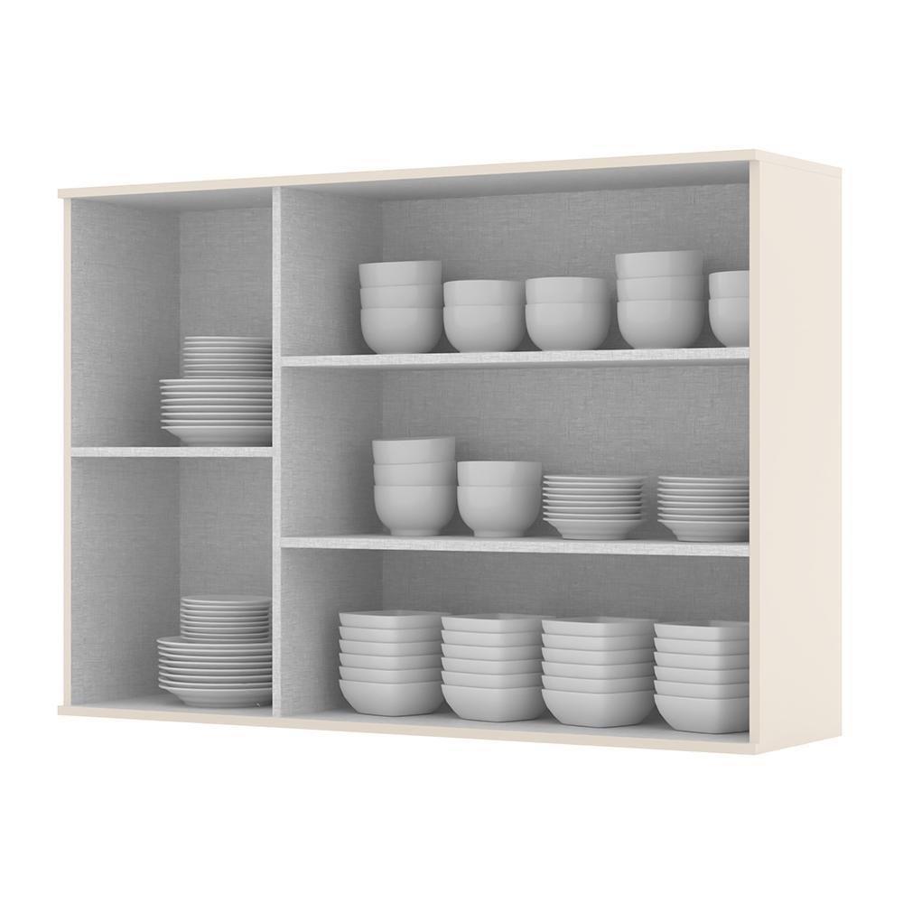 Armário Aéreo 3 Portas De Vidro 120cm Connect Off White - Móveis Henn Off White - 2