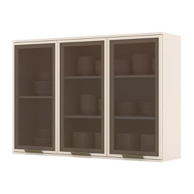 Armário Aéreo 3 Portas De Vidro 120cm Connect Off White - Móveis Henn Off White