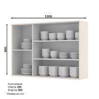 Armário Aéreo 3 Portas De Vidro 120cm Connect Off White - Móveis Henn Off White - 3