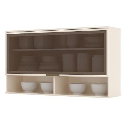 Armário Aéreo 1 Porta Basculante Vidro 120cm Connect Off White - Móveis Henn Off White