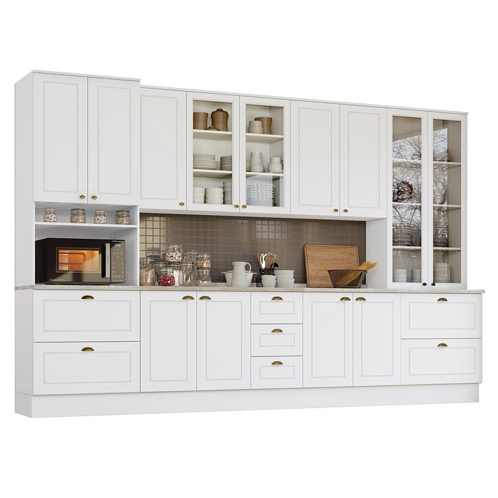 Cozinha Completa Americana 6 Peças Branco Com Torre Quente 1 Forno - Móveis Henn Branco - 1