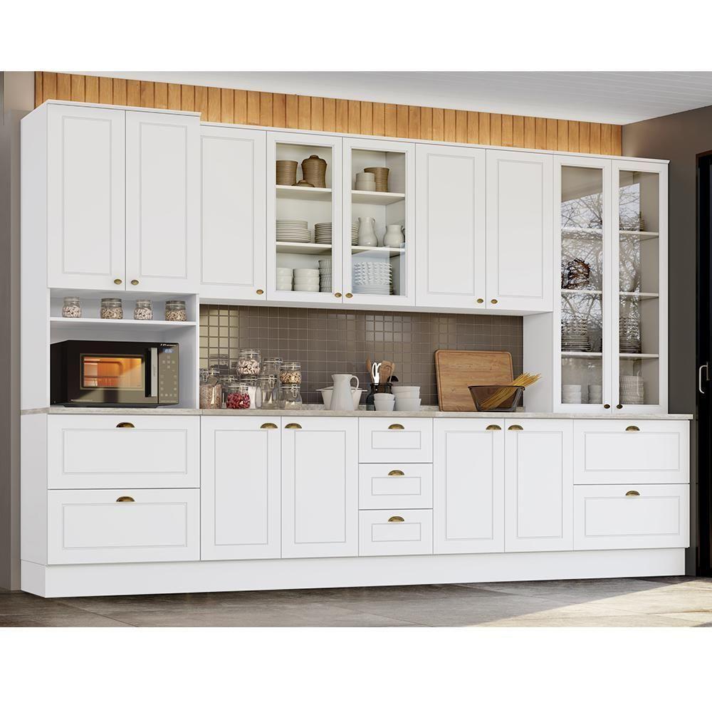 Cozinha Completa Americana 6 Peças Branco Com Torre Quente 1 Forno - Móveis Henn Branco - 2