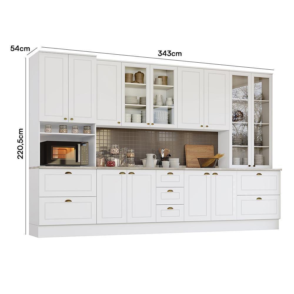 Cozinha Completa Americana 6 Peças Branco Com Torre Quente 1 Forno - Móveis Henn Branco - 4