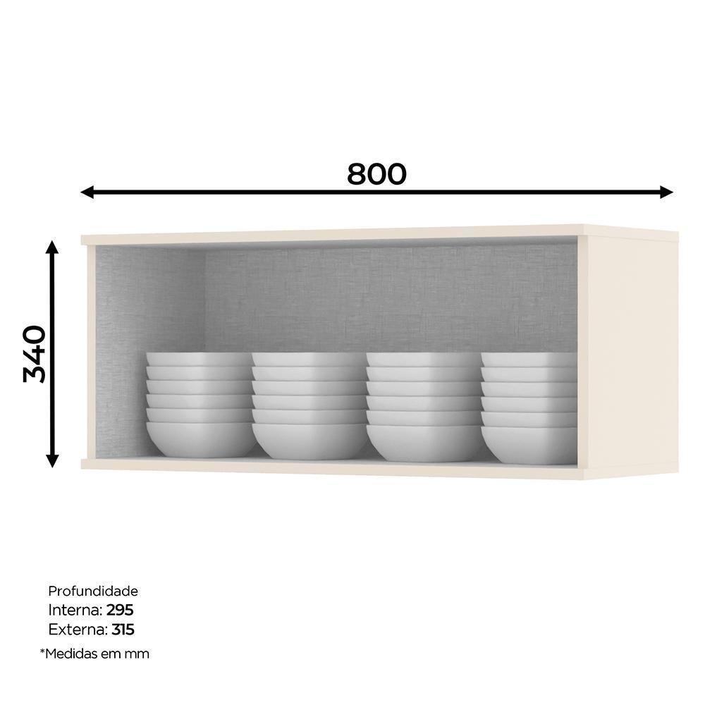 Armário Aéreo 1 Porta Basculante 80cm Connect Off White - Móveis Henn Off White - 3