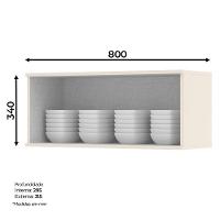 Armário Aéreo 1 Porta Basculante 80cm Connect Off White - Móveis Henn Off White - 3