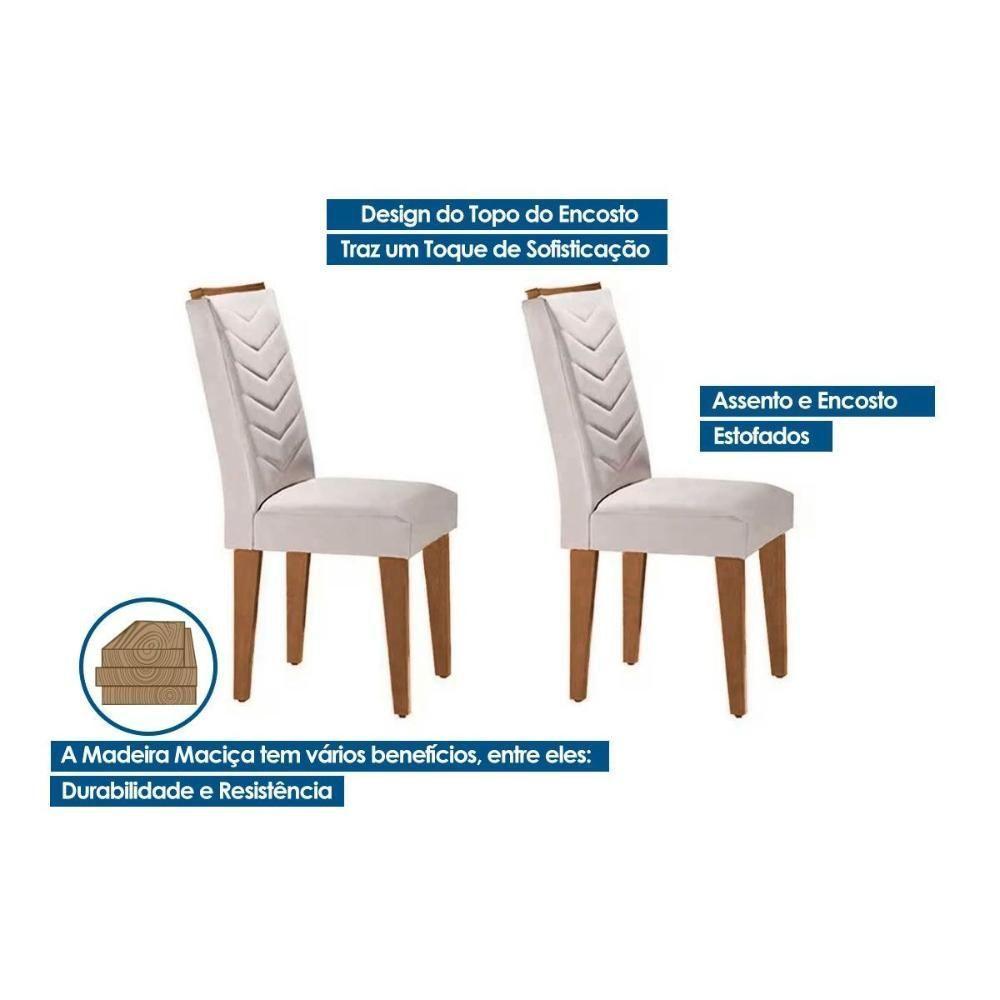 Kit 2 Cadeiras Sala Jantar Londrina 2 Un Madeira Capuccino Linho Bege Turim Rufato - 5