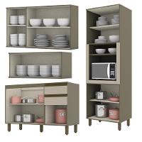 Cozinha Completa 4 Peças Connect Duna-cristal Com Torre Quente 1 Forno - Móveis Henn Duna-cristal