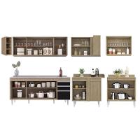 Armário De Cozinha Modulado De Canto 7 Peças Cp36 Com Pia Inox Castanho/preto - Lumil - 6