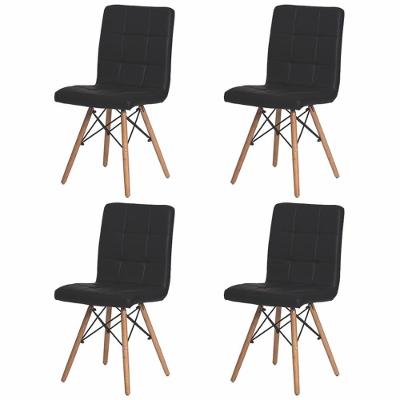 Kit 4 Cadeiras Para Sala De Jantar Gomos Com Base De Madeira Preta Preto