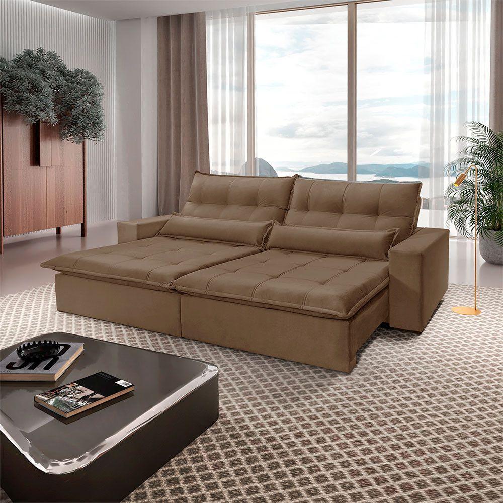 Sofá Grecia Veludo 02 Módulos De 120m B25cm Meu Sofá Online B016 Veludo Marrom - 1