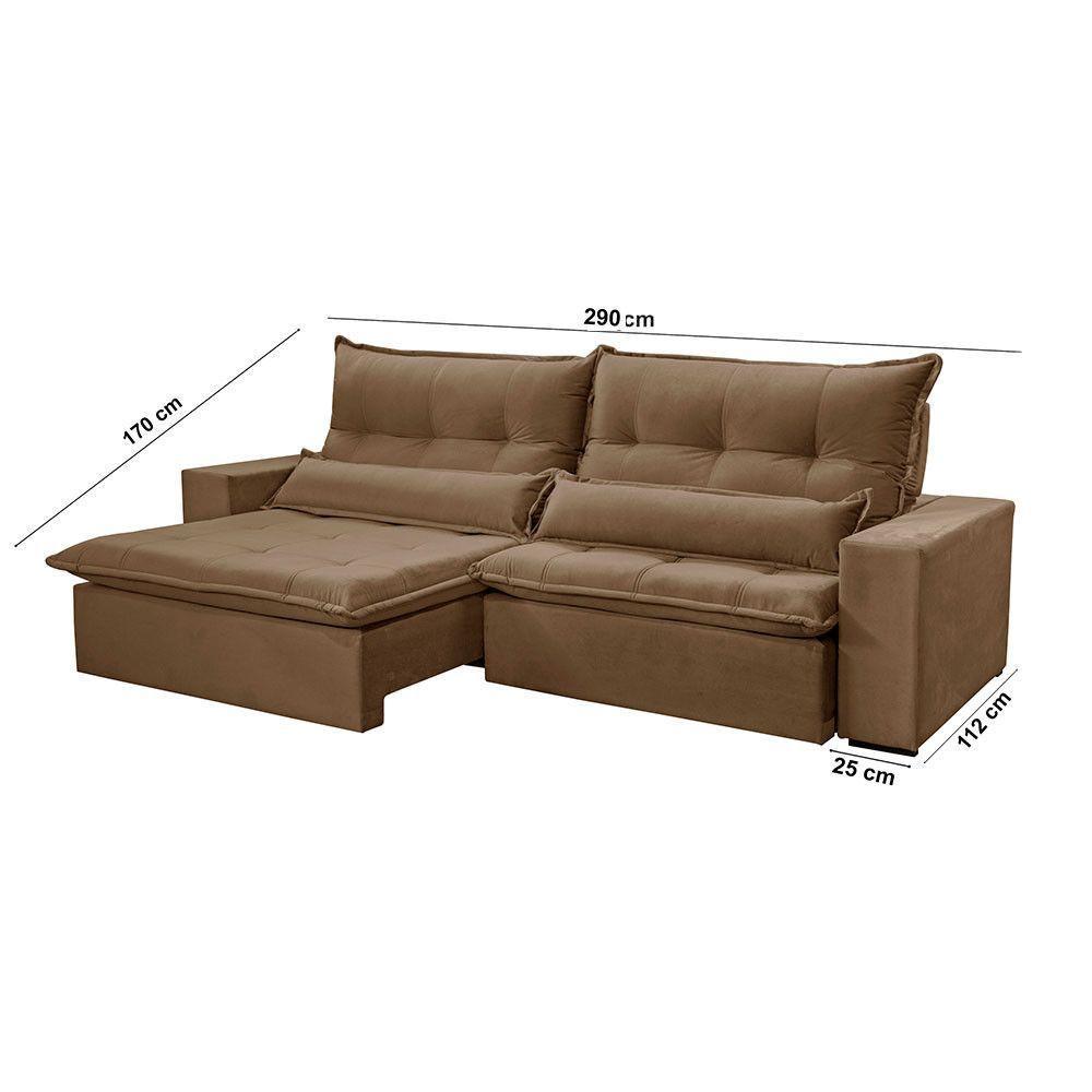 Sofá Grecia Veludo 02 Módulos De 120m B25cm Meu Sofá Online B016 Veludo Marrom - 3