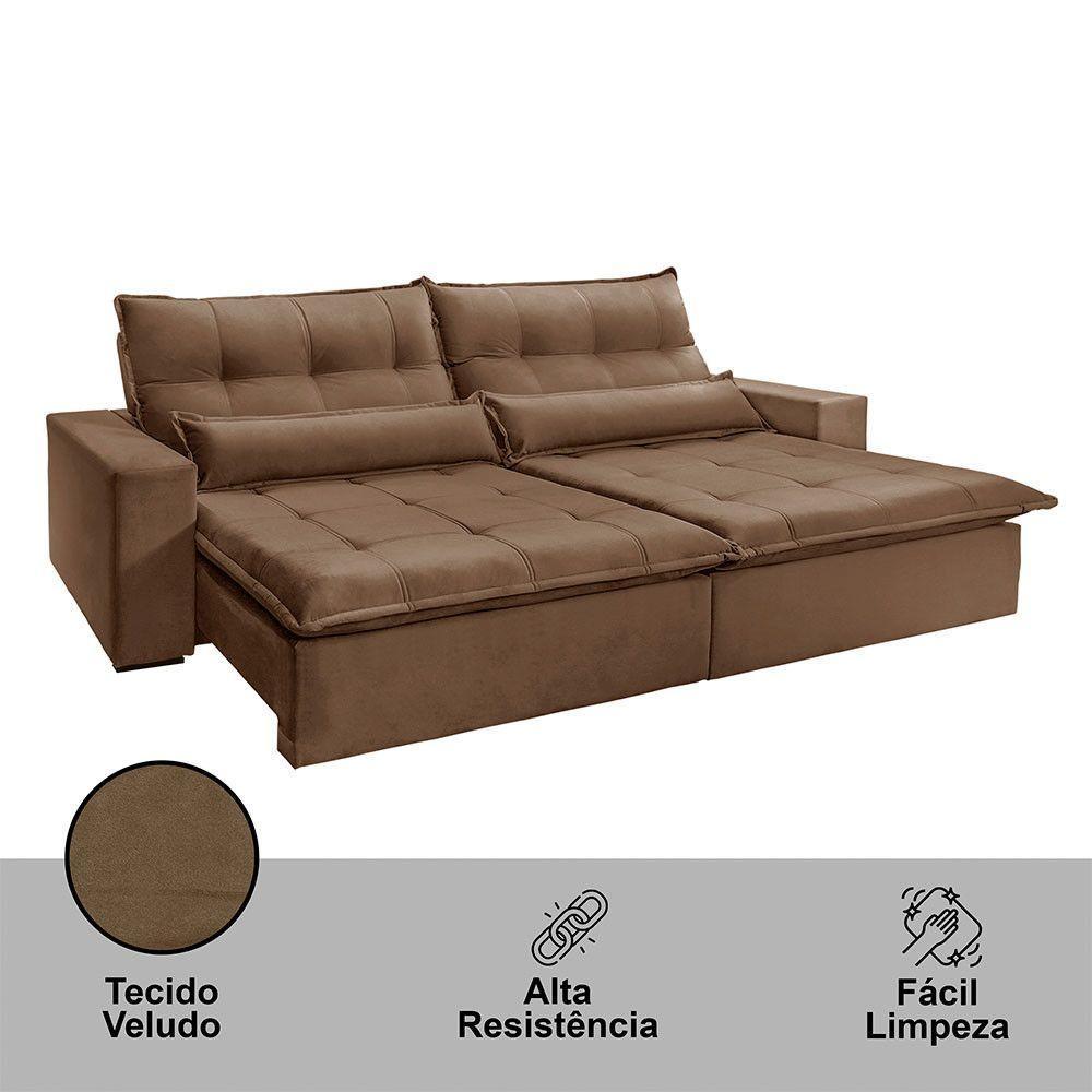 Sofá Grecia Veludo 02 Módulos De 120m B25cm Meu Sofá Online B016 Veludo Marrom - 7