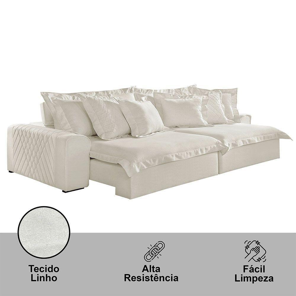 Sofá Luz Linho 02 Módulos De 100m B25cm Meu Sofá Online A302 Linho Branco - 2