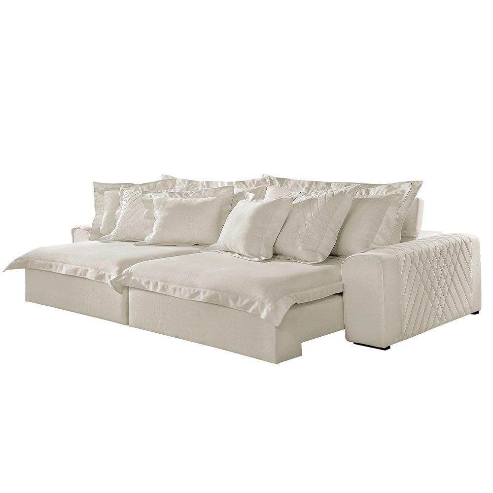 Sofá Luz Linho 02 Módulos De 100m B25cm Meu Sofá Online A302 Linho Branco - 5