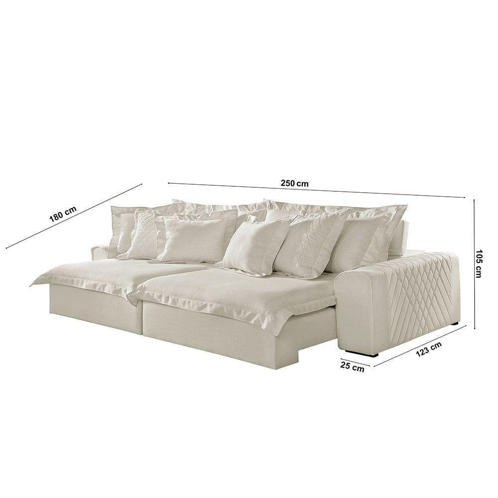 Sofá Luz Linho 02 Módulos De 100m B25cm Meu Sofá Online A302 Linho Branco - 6