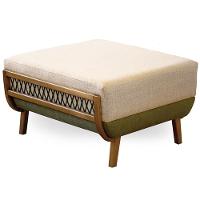 Puff Blendi Ozki Madeira Eucalipto Cedro Tecido Composê Cinza E Verde Corda Redonda Verde - 1