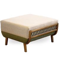 Puff Blendi Ozki Madeira Eucalipto Cedro Tecido Composê Cinza E Verde Corda Redonda Verde - 2