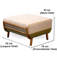 Puff Blendi Ozki Madeira Eucalipto Cedro Tecido Composê Cinza E Verde Corda Redonda Verde - 3