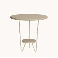 Mesa Lateral Redonda Industrial Italy Ferro Branco E Tampo Off-white - 2