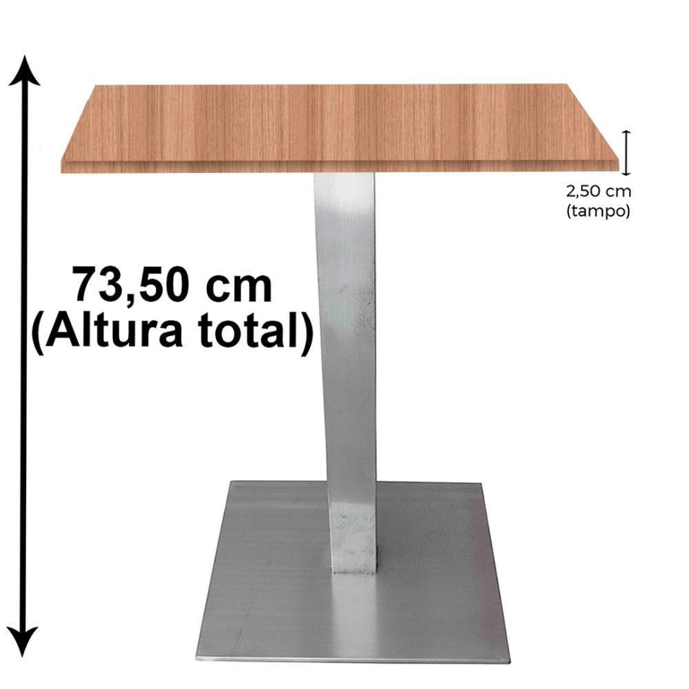 Mesa Quadrada Alpha Inox Prata 73,50 Cm (altura) Tampo Mdp Quadrado 80 Cm Noce Naturalle (larg) - 3