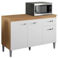 Balcão De Cozinha Gabriela Com Tampo 120cm Amêndoa Branco - Ajl - 1