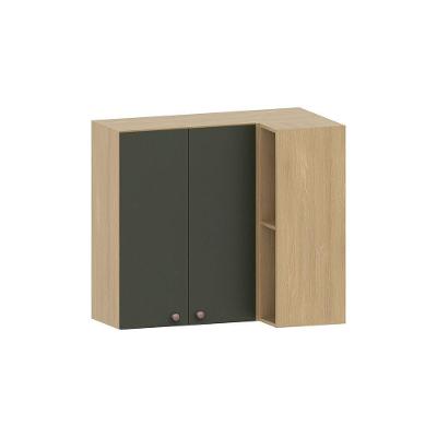 Armário Aéreo De Cozinha Canto Reto 95cm 2 Portas Classic Lu Freijó/verde Amalfi