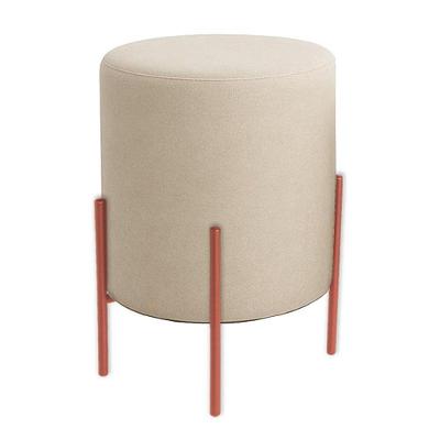 Puff Orgânico Veludo Thor Com Pés De Ferro Rosê - 7 Decor Bege