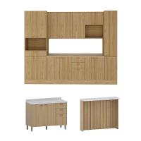 Cozinha Modulada Completa Com Bancada Ilha 8 Peças Com Tampo Freijó/freijó Brasil - 2