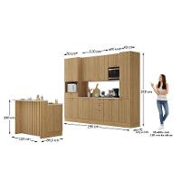 Cozinha Modulada Completa Com Bancada Ilha 8 Peças Com Tampo Freijó/freijó Brasil
