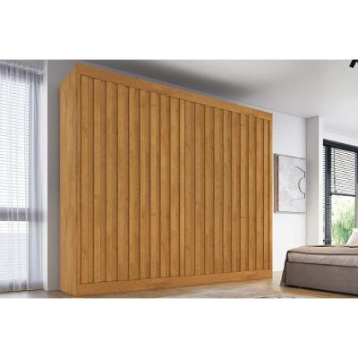 Guarda Roupa Casal Atlanta Peroba 2 Portas de Correr 4 Gavetas Amêndoa-Peroba MDF Europa