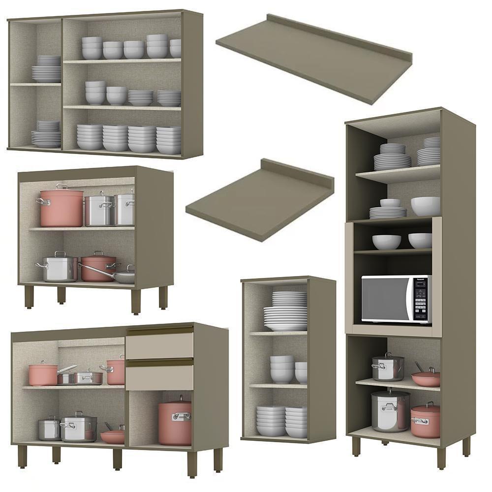 Cozinha Completa 6 Peças Connect Duna-cristal Com Aéreo 3 Portas Vidro - Móveis Henn Duna-cristal - 4