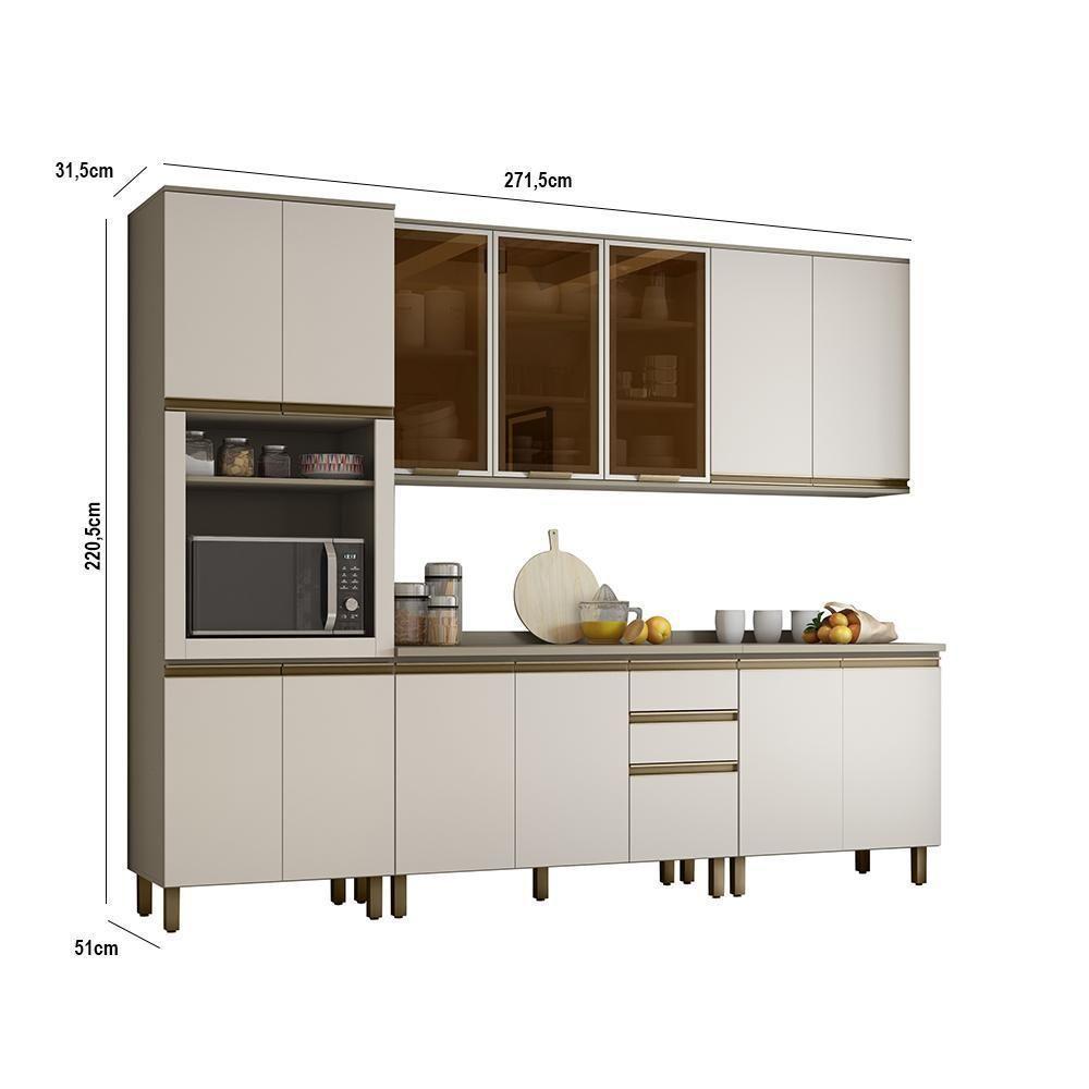 Cozinha Completa 6 Peças Connect Duna-cristal Com Aéreo 3 Portas Vidro - Móveis Henn Duna-cristal - 5