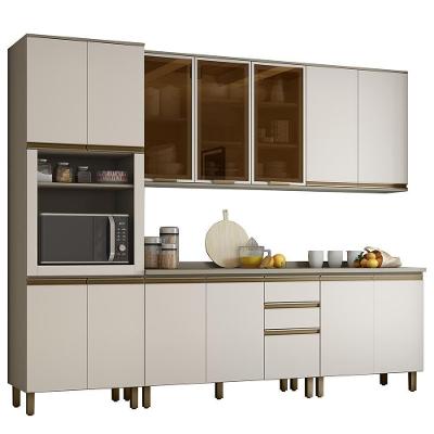 Cozinha Completa 6 Peças Connect Duna-cristal Com Aéreo 3 Portas Vidro - Móveis Henn Duna-cristal