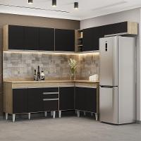 Armário De Cozinha Modulado De Canto 7 Peças Cp20 Balcão Com Tampo Castanho/preto - Lumil - 2