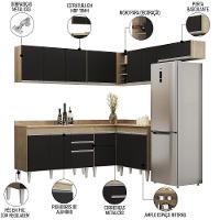 Armário De Cozinha Modulado De Canto 7 Peças Cp20 Balcão Com Tampo Castanho/preto - Lumil - 3