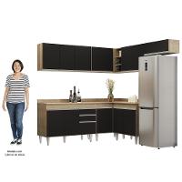 Armário De Cozinha Modulado De Canto 7 Peças Cp20 Balcão Com Tampo Castanho/preto - Lumil - 5