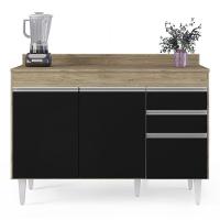 Armário De Cozinha Modulado De Canto 7 Peças Cp20 Balcão Com Tampo Castanho/preto - Lumil - 7