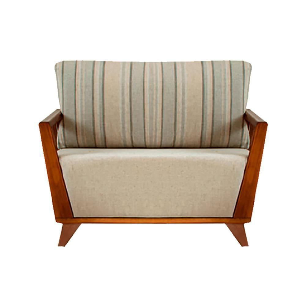 Poltrona Odara Ozki Com Braços Madeira Eucalipto Cedro Tecido Bege Corda Redonda Rami - 1