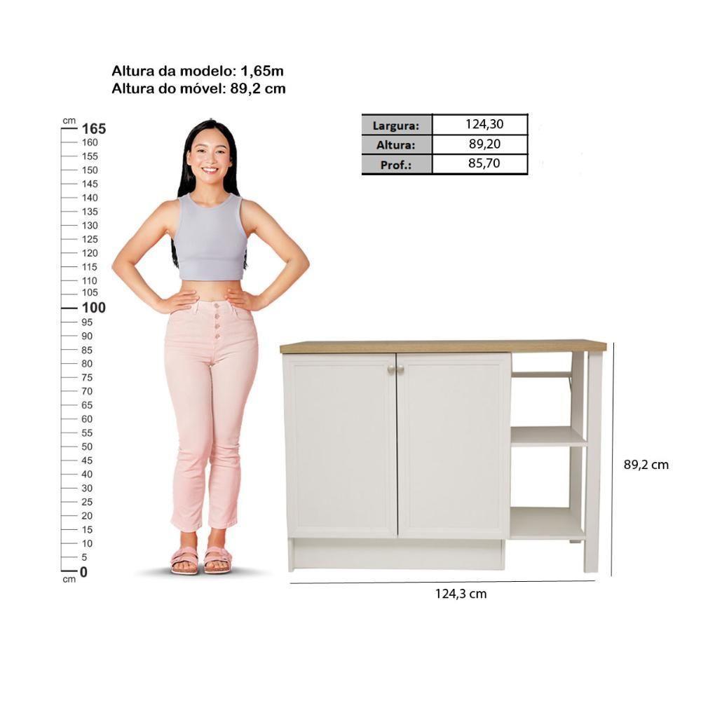 Bancada Gourmet Ilha Cozinha Ditália 2 Portas CD-1028 Branco - 4