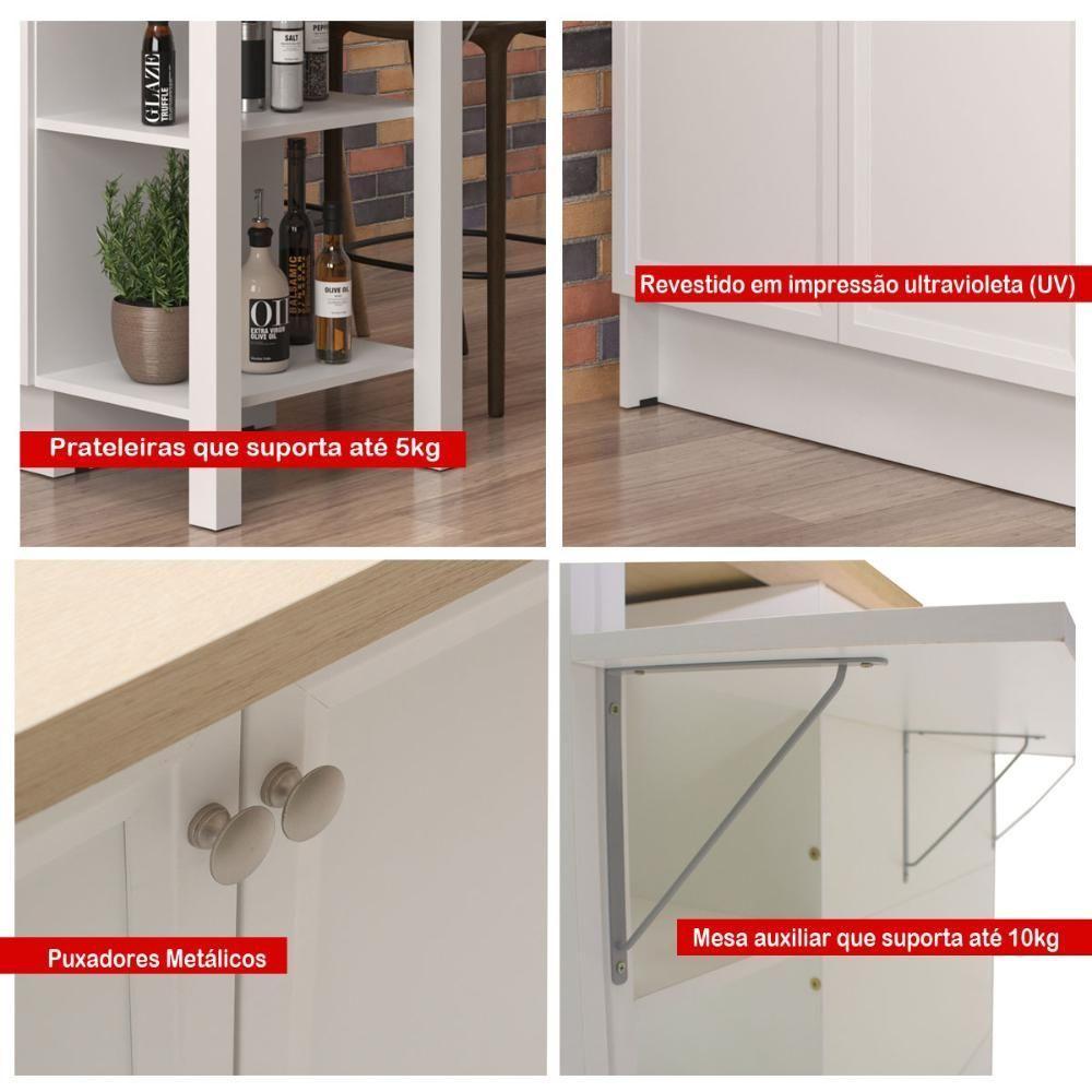 Bancada Gourmet Ilha Cozinha Ditália 2 Portas CD-1028 Branco - 9