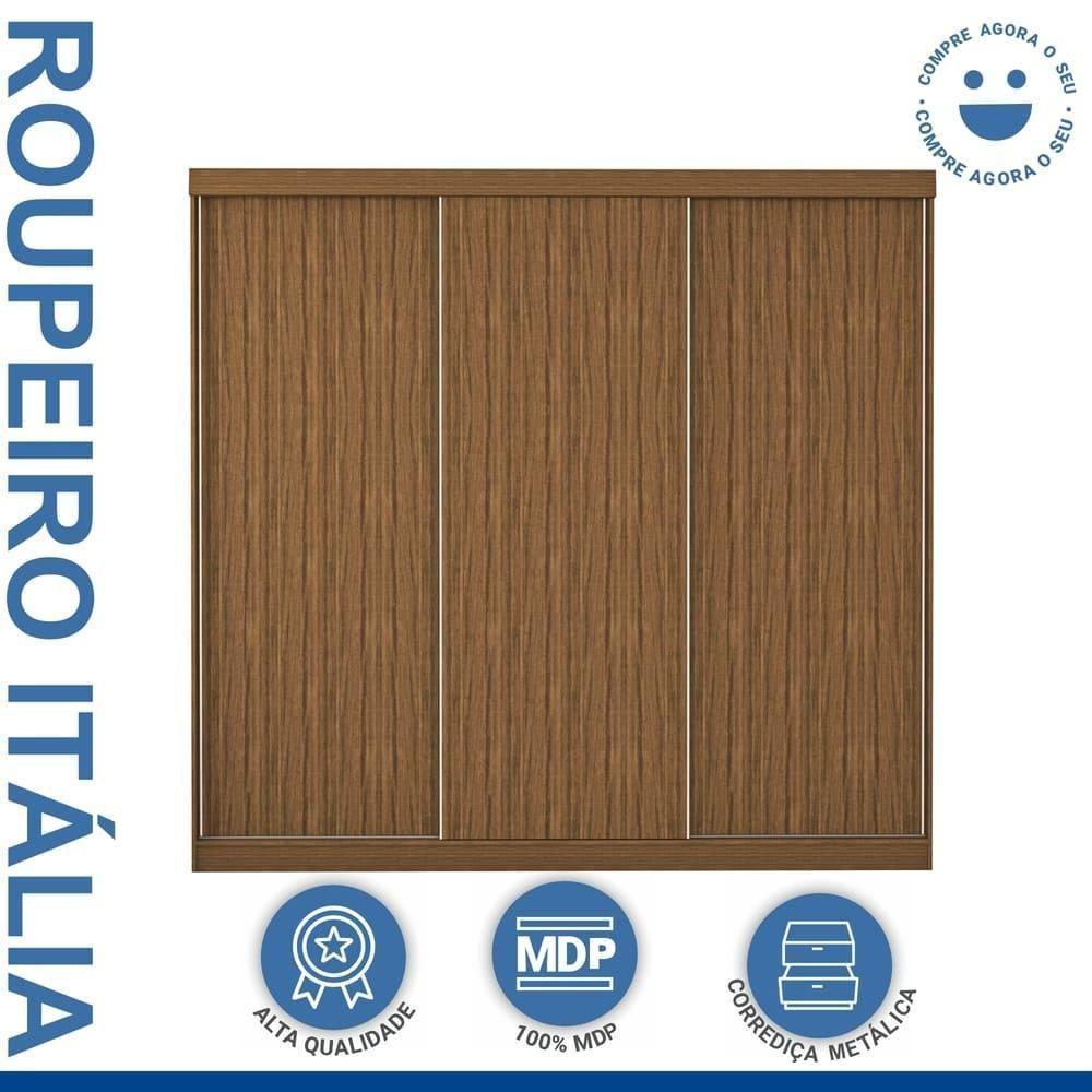 Guarda Roupa 3 Portas De Correr 4 Gavetas Itália Minastex Freijó - 10