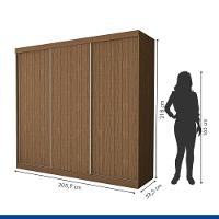 Guarda Roupa 3 Portas De Correr 4 Gavetas Itália Minastex Freijó - 8