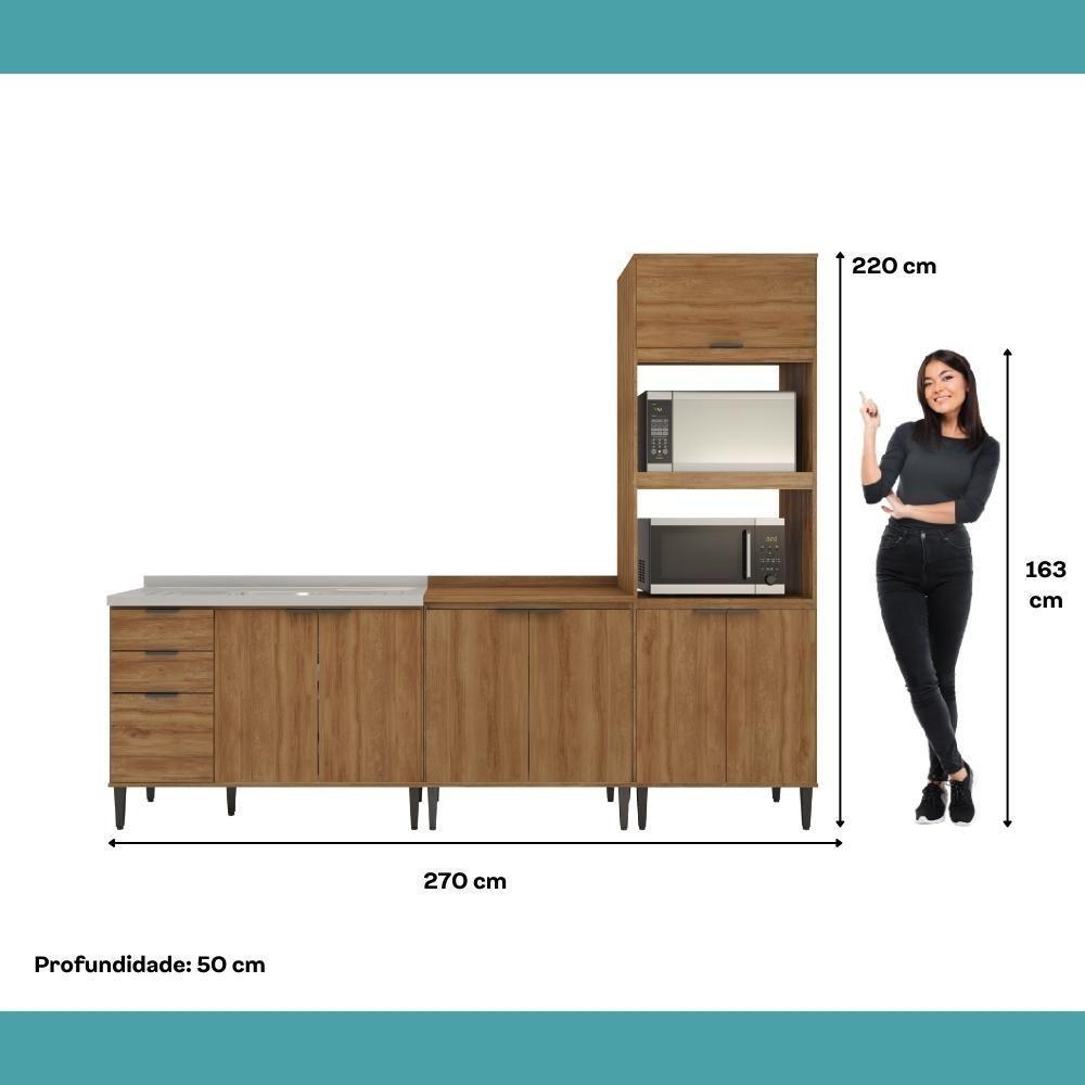 Conjunto Balcões Miami Loft Carraro Freijó - 7