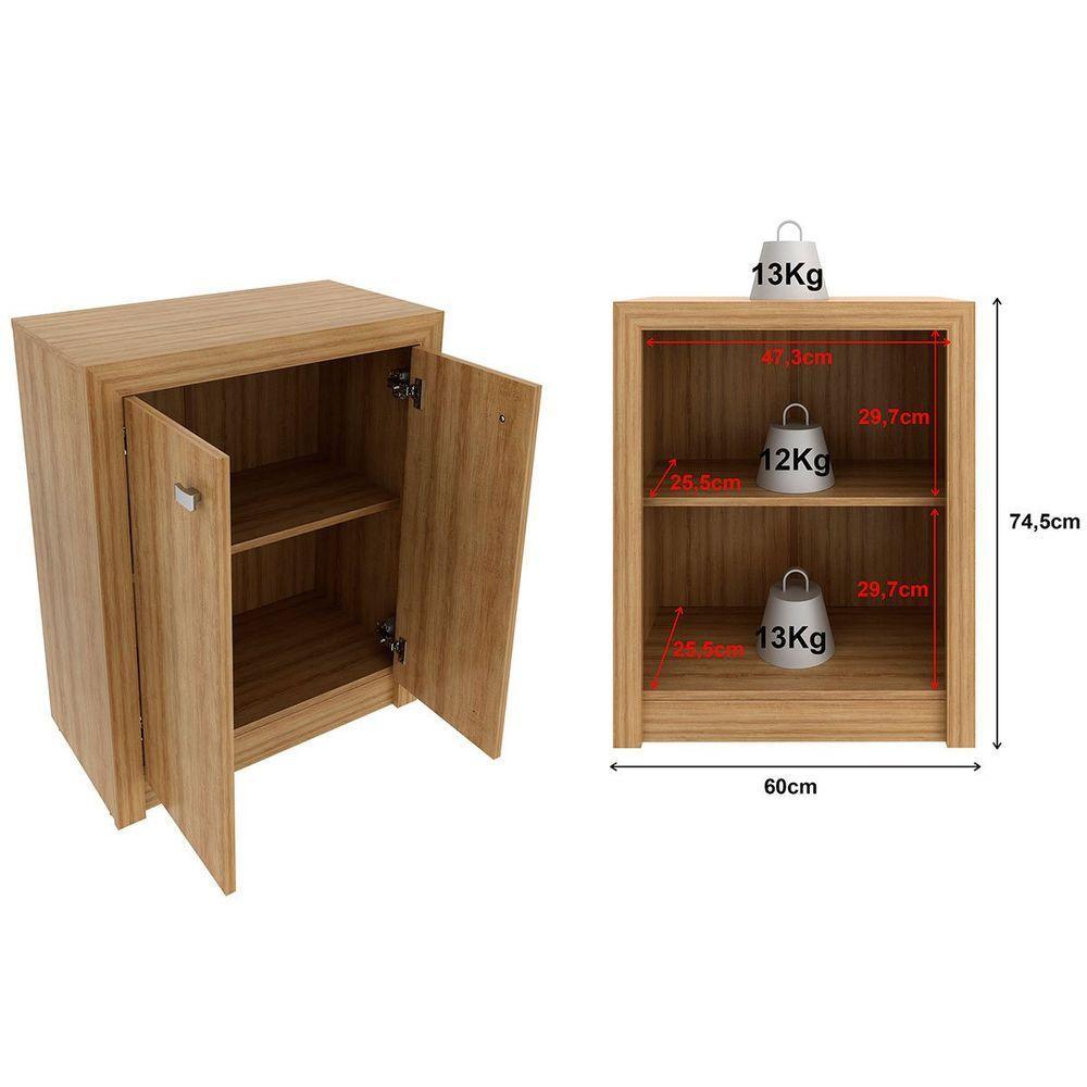 Armário Para Escritório Multiuso Baixo 2 Portas Amêndoa - 5