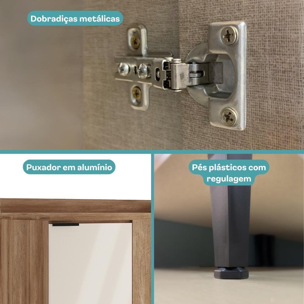 Balcão De Cozinha Canto Miami 1 Porta Com Tampo Carraro Freijó Com Off White - 4