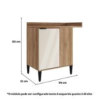 Balcão De Cozinha Canto Miami 1 Porta Com Tampo Carraro Freijó Com Off White - 2