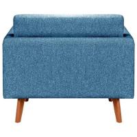 Poltrona Decorativa Luma Linho Azul Com Pés Em Madeira