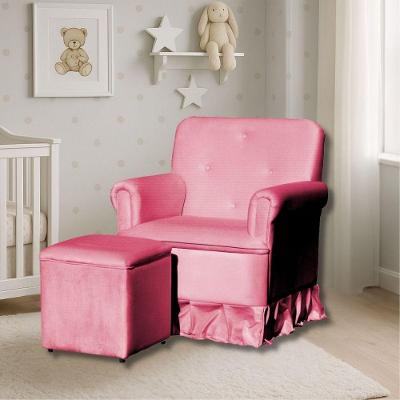 Poltrona De Amamentação Mamãe Beatrice Balanço E Puff Suede Suede Rosa