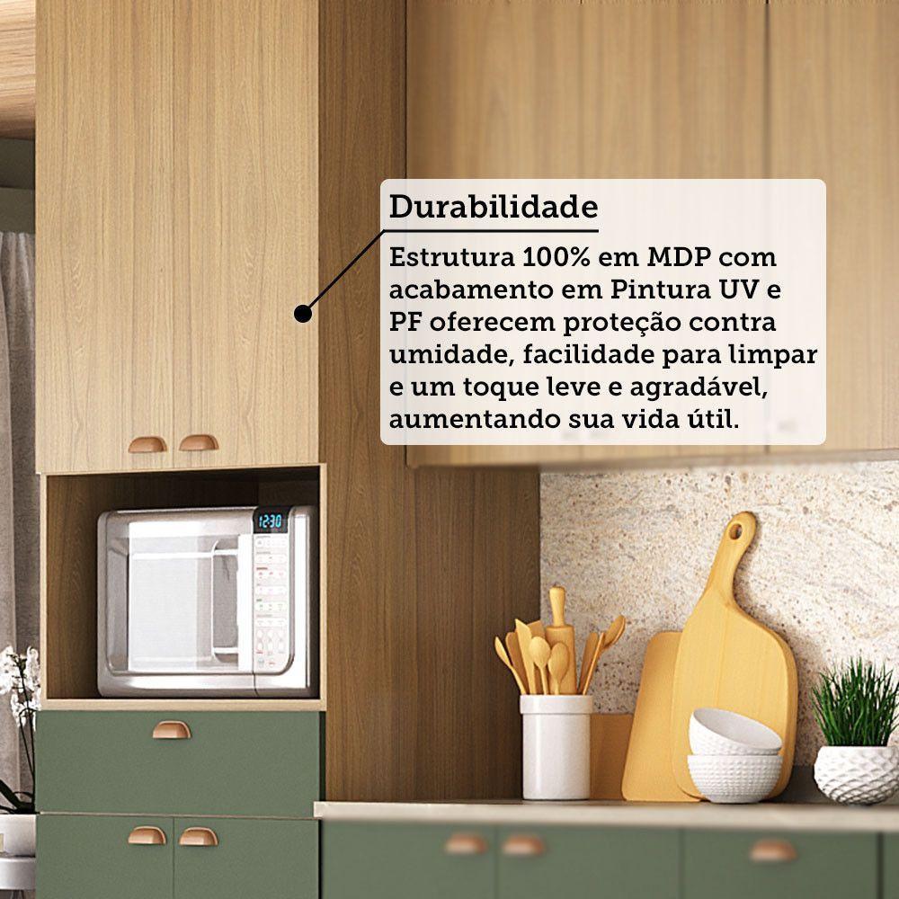 Cozinha Modulada Completa 6 Peças Com Tampo E Rodapé Classic Freijó/freijó Brasil/verde Amalfi - 5